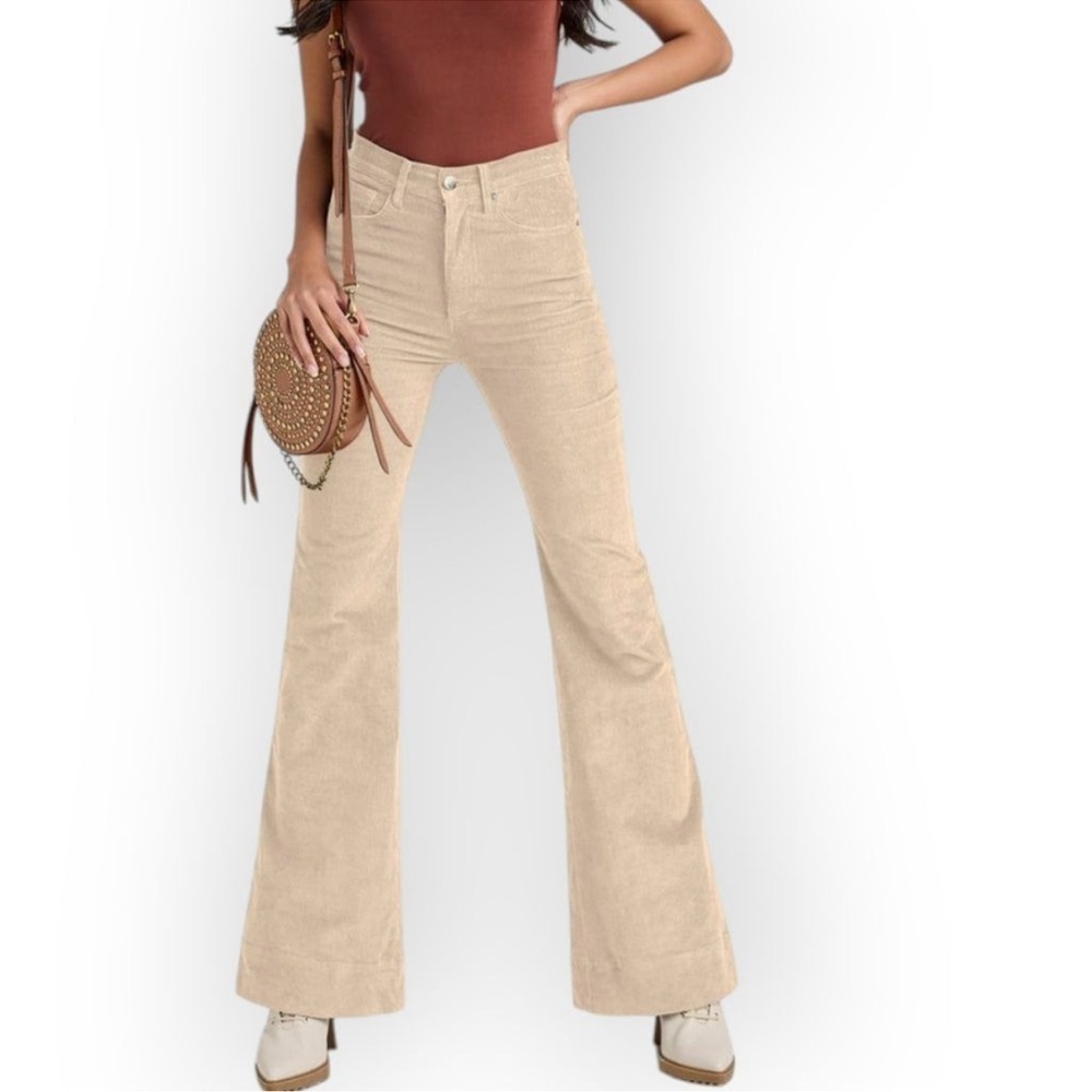 Venus US 10 Beige Cream Flare Corduroy Pants